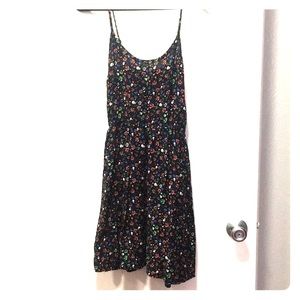 Skull and rose print black dress